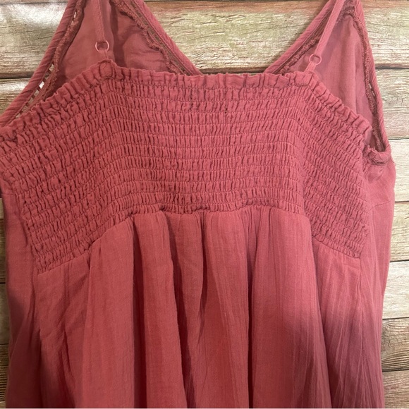 House of Harlow 1960 Dress Sz L Coral Mauve Salmon Eyelet Embroidered Boho Mini - Picture 7 of 10